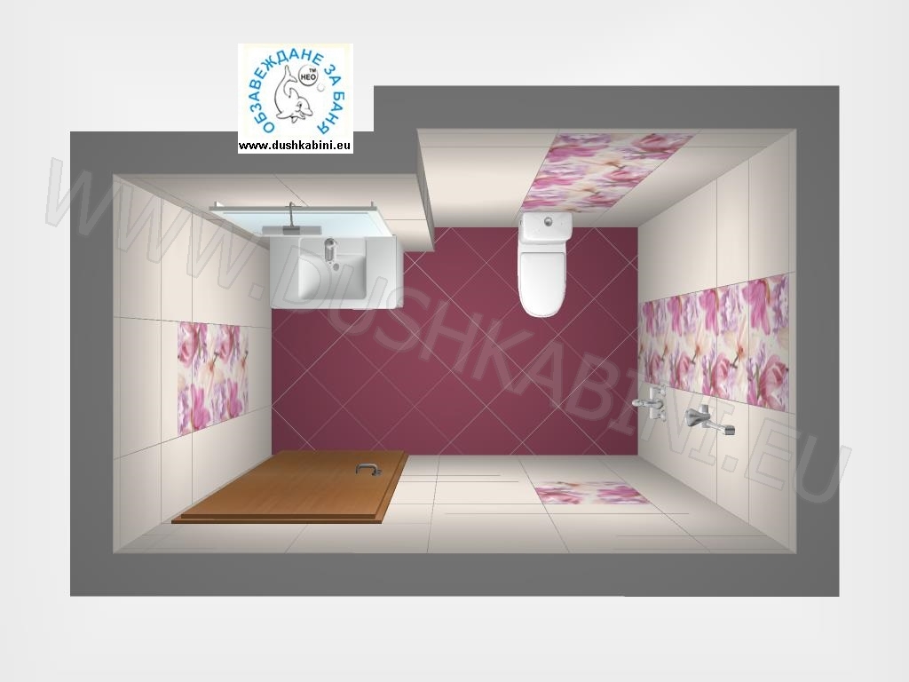 3Д проект за баня Плочки Charme Чарме