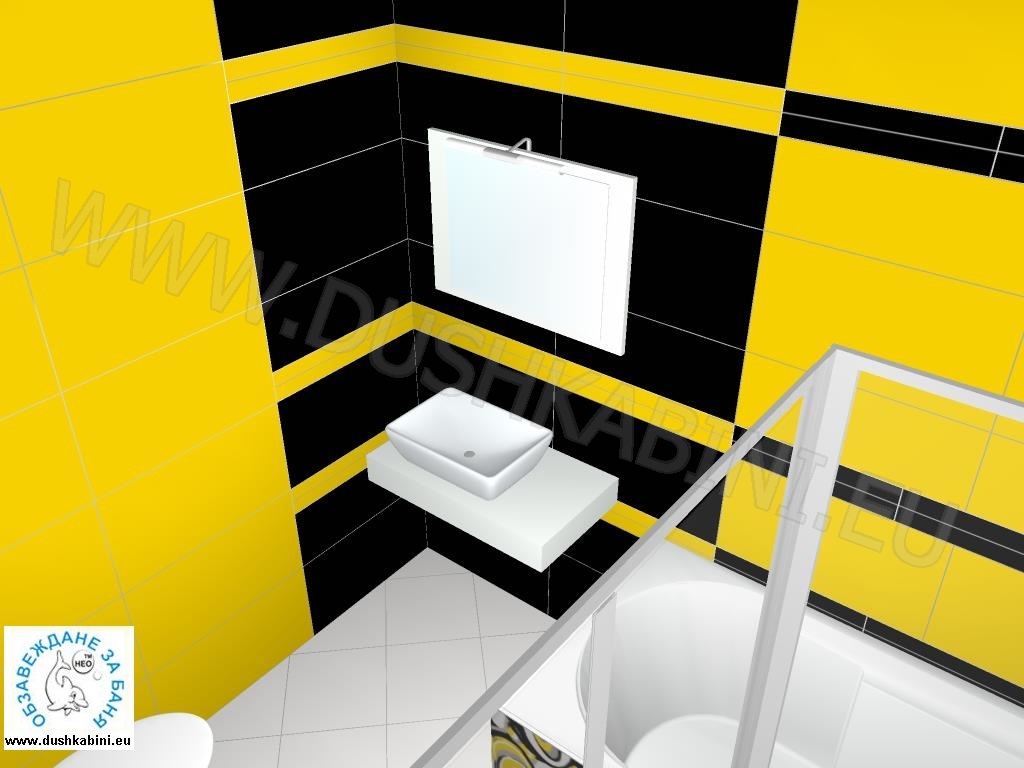 3Д проек за баня плочки Yellow /жълто и черно